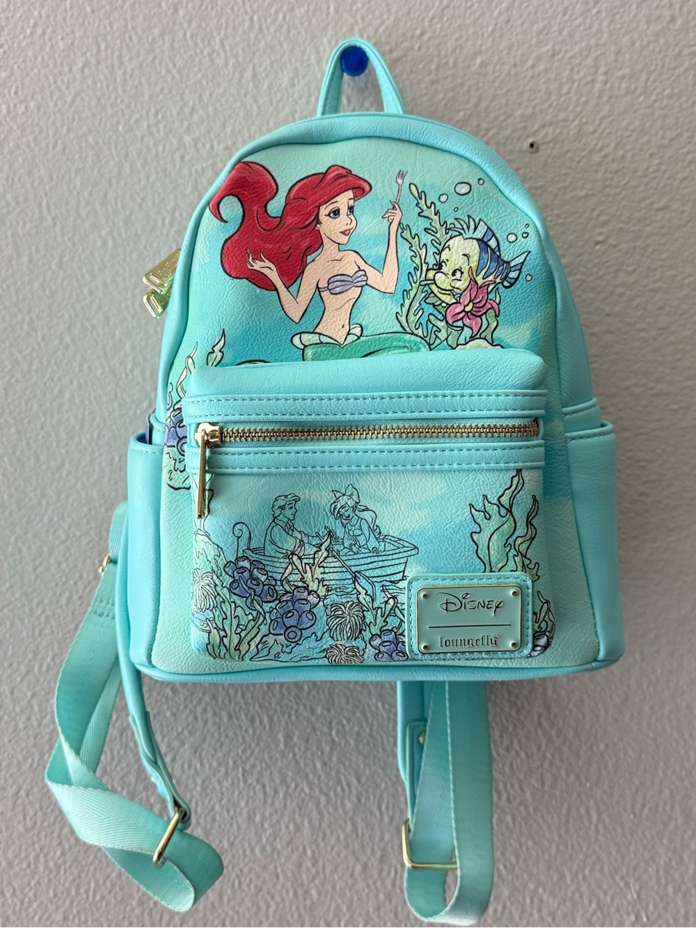 Loungefly Disney Little Mermaid Ariel & Flounder Under the Sea Mini Backpack.